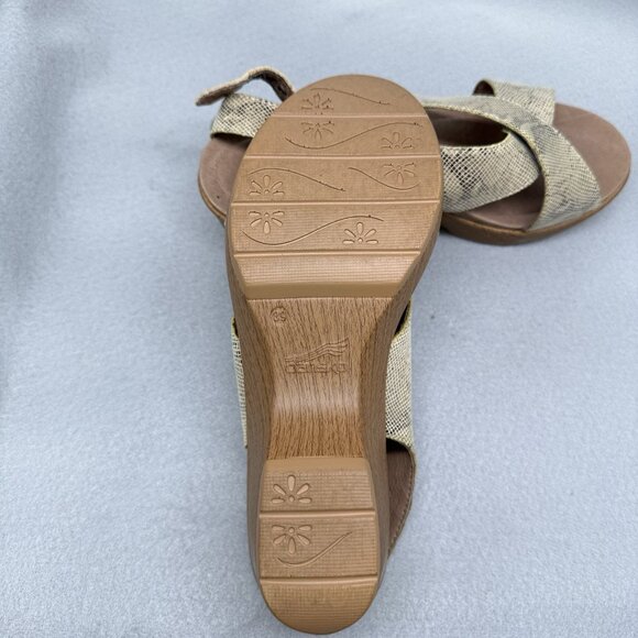 Womens Dansko Sandals Jacinda Taupe Snake Print Platform Wedge Sz US 9 EUR 39 - Picture 10 of 12